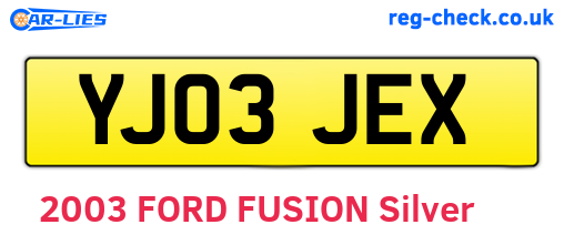 YJ03JEX are the vehicle registration plates.