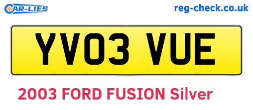 YV03VUE are the vehicle registration plates.