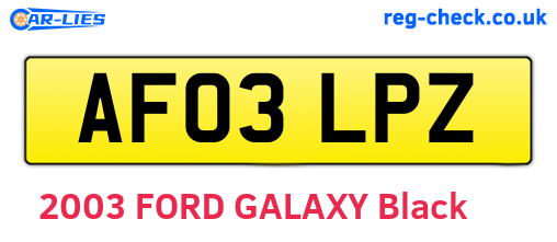 AF03LPZ are the vehicle registration plates.