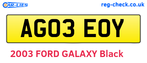 AG03EOY are the vehicle registration plates.