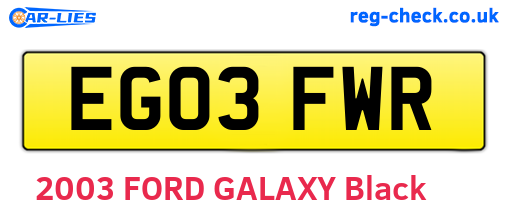 EG03FWR are the vehicle registration plates.