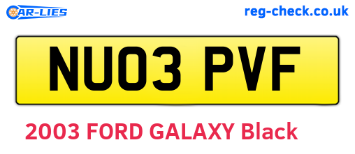 NU03PVF are the vehicle registration plates.