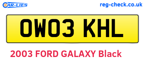OW03KHL are the vehicle registration plates.