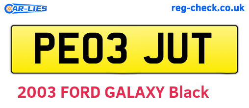 PE03JUT are the vehicle registration plates.