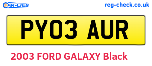 PY03AUR are the vehicle registration plates.