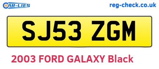SJ53ZGM are the vehicle registration plates.