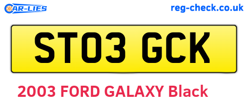 ST03GCK are the vehicle registration plates.