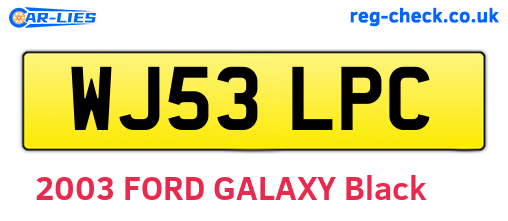 WJ53LPC are the vehicle registration plates.