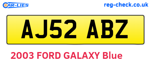 AJ52ABZ are the vehicle registration plates.