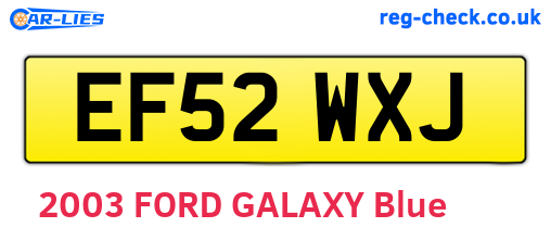 EF52WXJ are the vehicle registration plates.