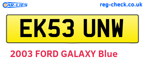 EK53UNW are the vehicle registration plates.