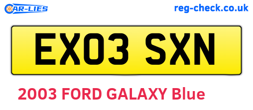 EX03SXN are the vehicle registration plates.