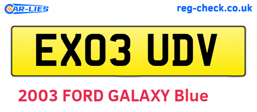 EX03UDV are the vehicle registration plates.