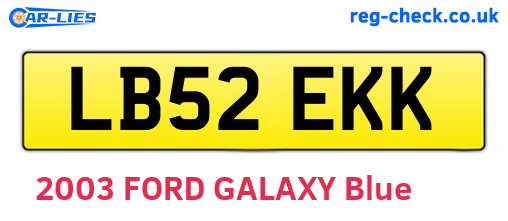 LB52EKK are the vehicle registration plates.