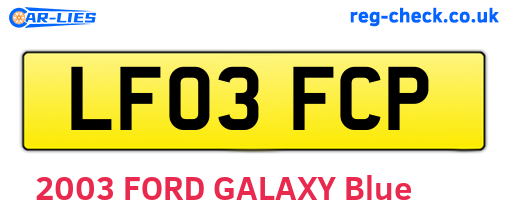 LF03FCP are the vehicle registration plates.