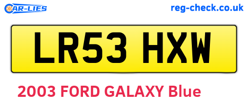 LR53HXW are the vehicle registration plates.
