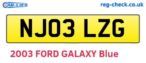NJ03LZG are the vehicle registration plates.