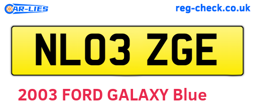 NL03ZGE are the vehicle registration plates.