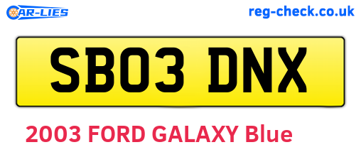 SB03DNX are the vehicle registration plates.