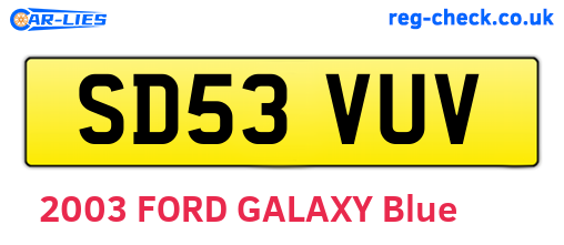 SD53VUV are the vehicle registration plates.