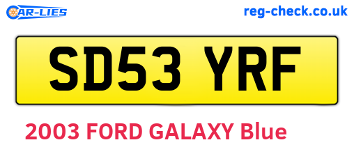 SD53YRF are the vehicle registration plates.