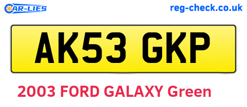 AK53GKP are the vehicle registration plates.