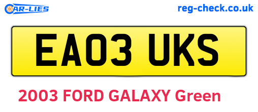 EA03UKS are the vehicle registration plates.