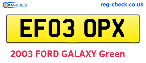 EF03OPX are the vehicle registration plates.