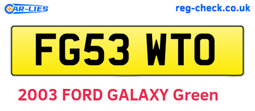 FG53WTO are the vehicle registration plates.