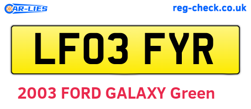 LF03FYR are the vehicle registration plates.