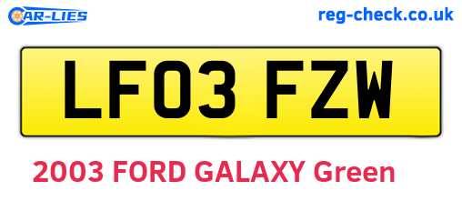LF03FZW are the vehicle registration plates.