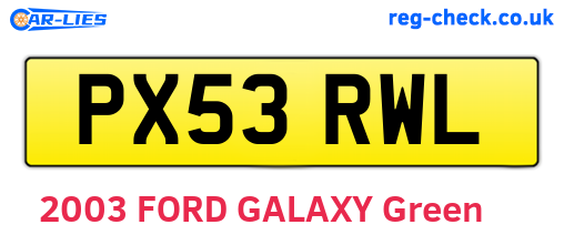PX53RWL are the vehicle registration plates.