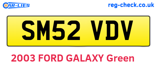 SM52VDV are the vehicle registration plates.