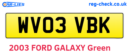 WV03VBK are the vehicle registration plates.