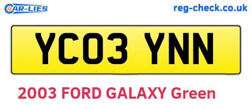 YC03YNN are the vehicle registration plates.