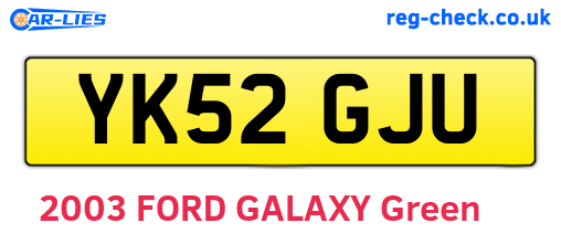 YK52GJU are the vehicle registration plates.