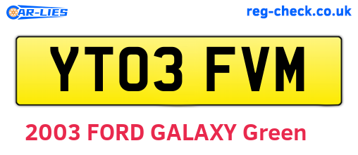 YT03FVM are the vehicle registration plates.