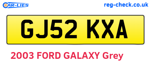 GJ52KXA are the vehicle registration plates.