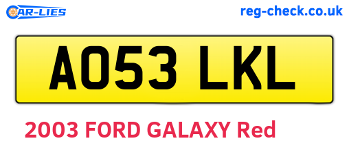 AO53LKL are the vehicle registration plates.