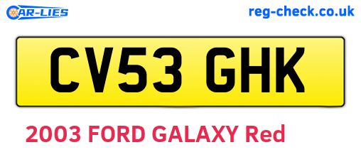 CV53GHK are the vehicle registration plates.
