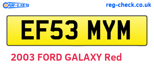 EF53MYM are the vehicle registration plates.