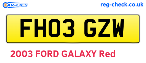 FH03GZW are the vehicle registration plates.