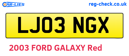 LJ03NGX are the vehicle registration plates.