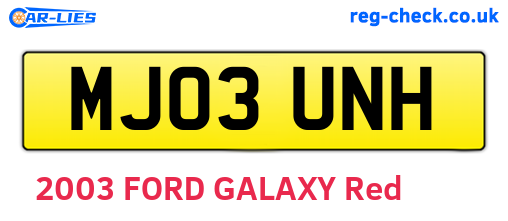 MJ03UNH are the vehicle registration plates.