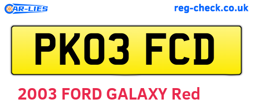 PK03FCD are the vehicle registration plates.