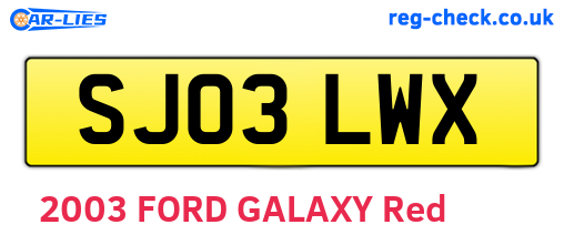 SJ03LWX are the vehicle registration plates.