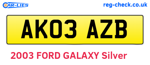 AK03AZB are the vehicle registration plates.