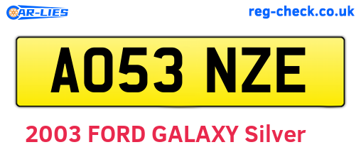AO53NZE are the vehicle registration plates.