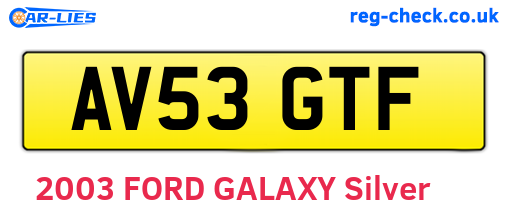 AV53GTF are the vehicle registration plates.