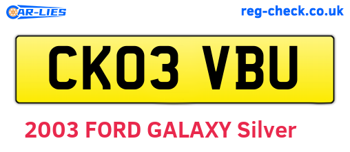 CK03VBU are the vehicle registration plates.